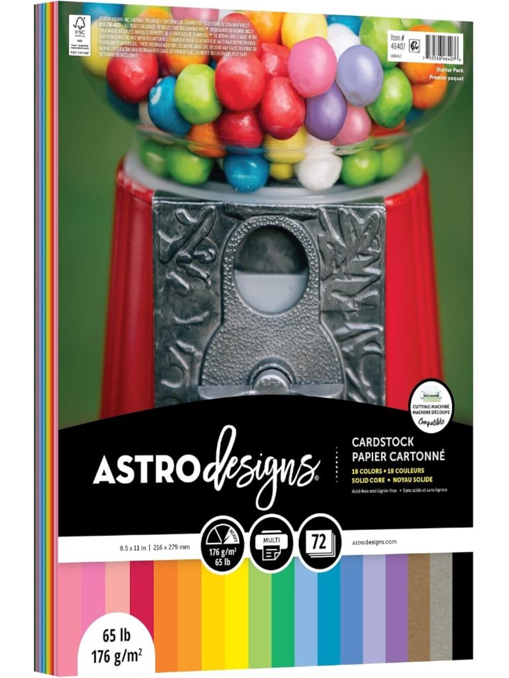 Neenah Cardstock Pack 8.5"X11" 72/Pkg - 18 Bold & Vivid Colors